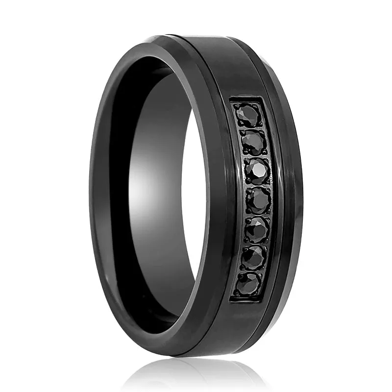 HORIZON | Tungsten Ring 7 Black CZ