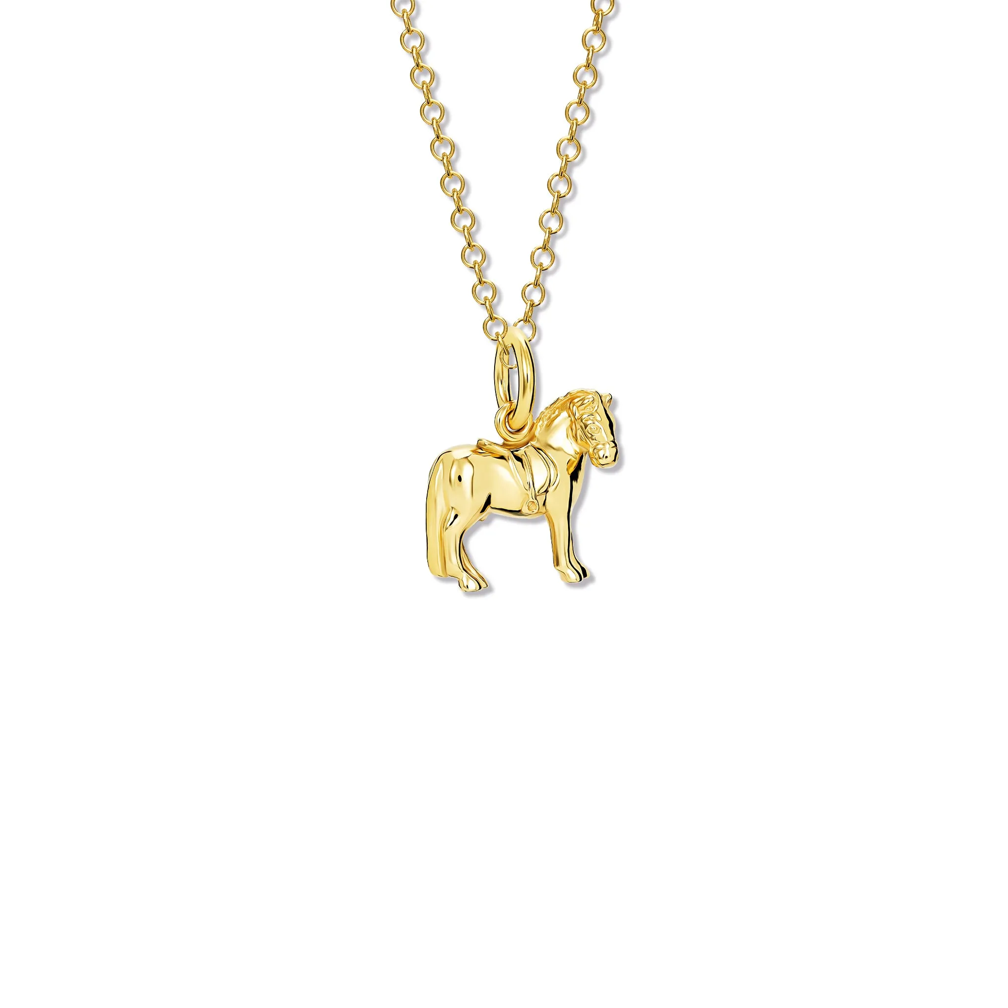 Horse Necklace Pendant Yellow Gold