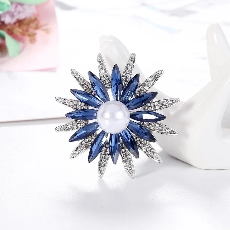 Korean Style Pin Flower Alloy Diamond Artificial Gemstones Women'S Brooches