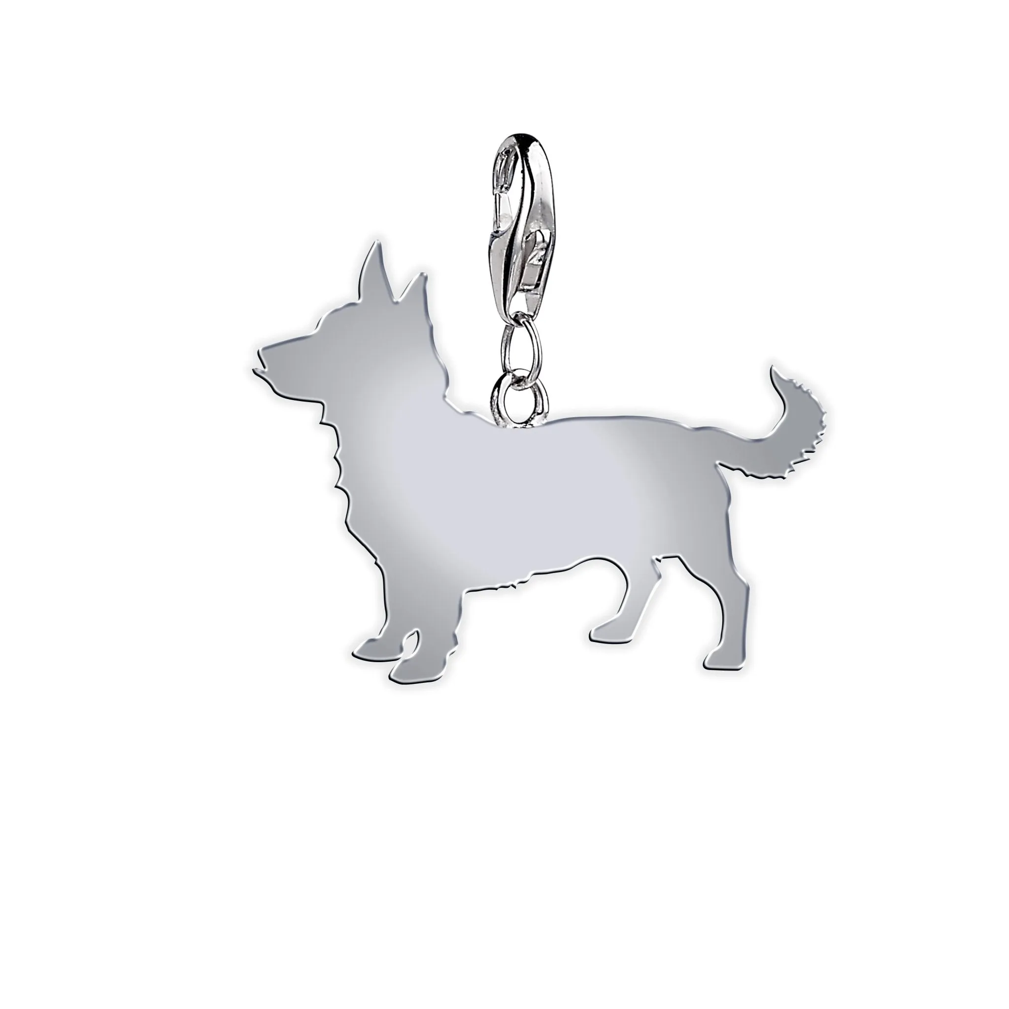 Lancashire Heeler Silhouette Silver Charm