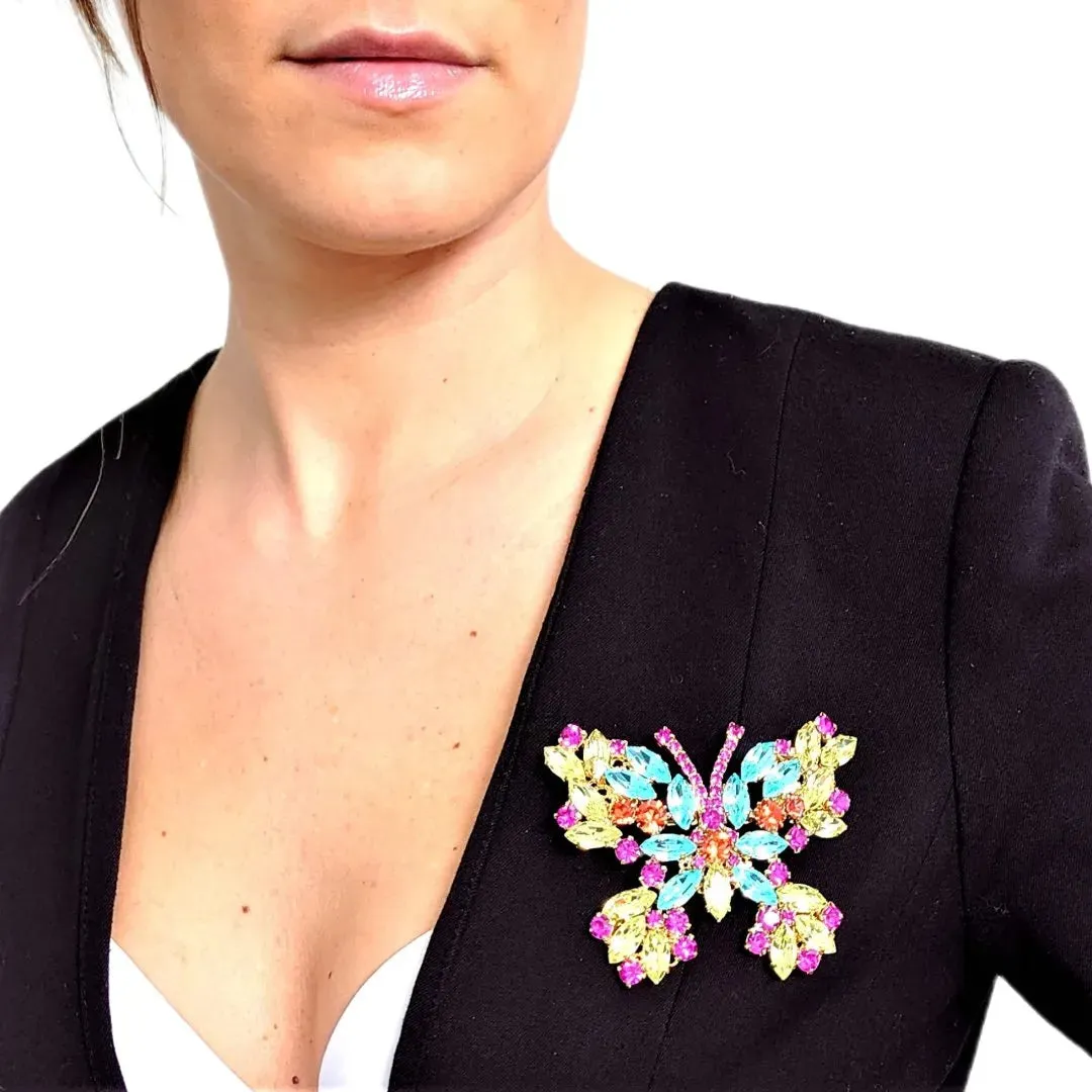 Large Swarovski Crystals Butterfly Statement Brooch