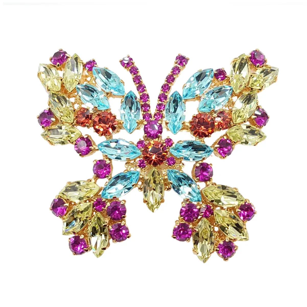 Large Swarovski Crystals Butterfly Statement Lapel Brooch