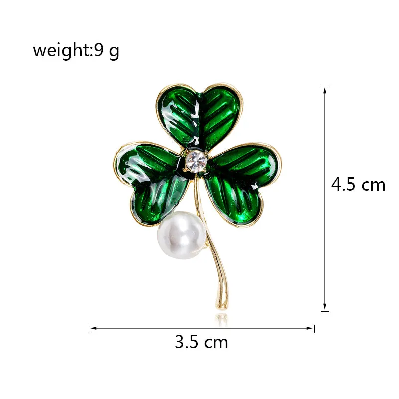 Leaf Clover Dripping Oil Brooches