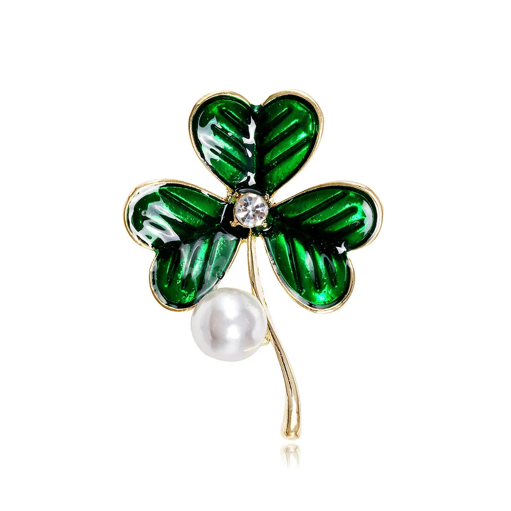 Leaf Clover Dripping Oil Brooches