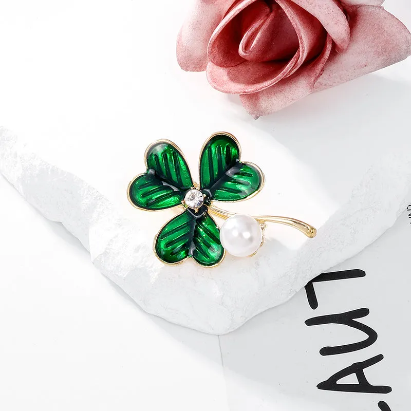 Leaf Clover Dripping Oil Brooches