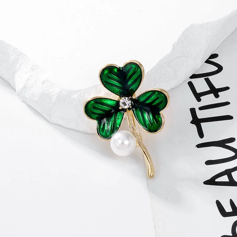 Leaf Clover Dripping Oil Brooches