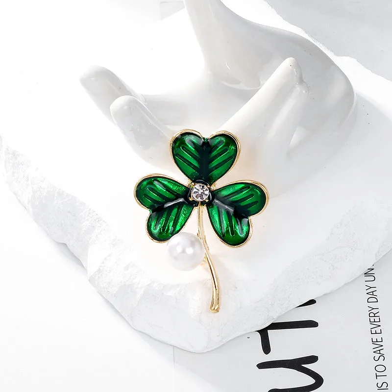 Leaf Clover Dripping Oil Brooches