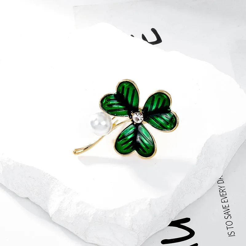 Leaf Clover Dripping Oil Brooches