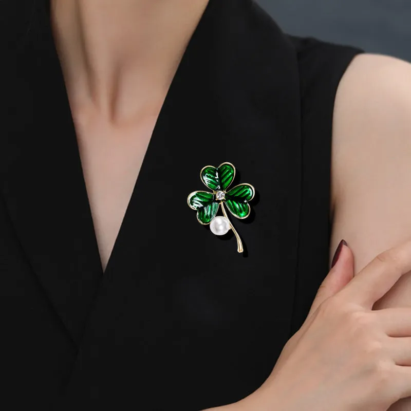 Leaf Clover Dripping Oil Brooches