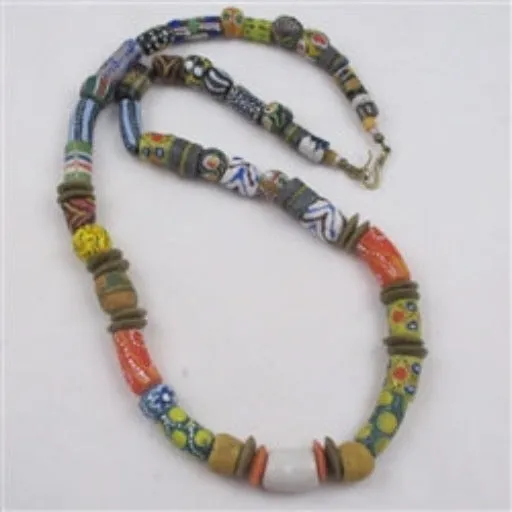 Long West African Krobo Trade Handmade Bead Necklace