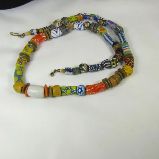 Long West African Krobo Trade Handmade Bead Necklace