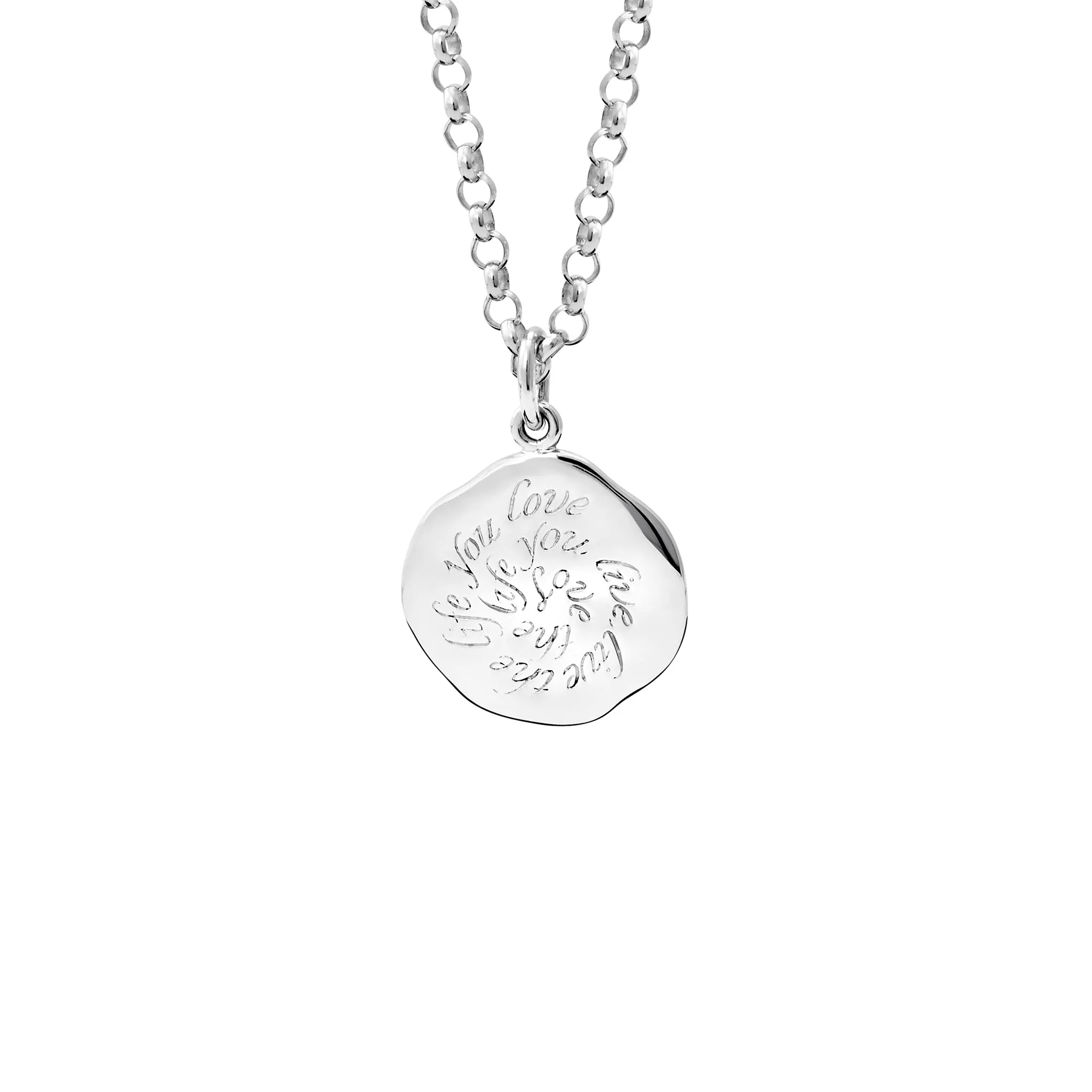 Love the Life Quote Pendant Silver