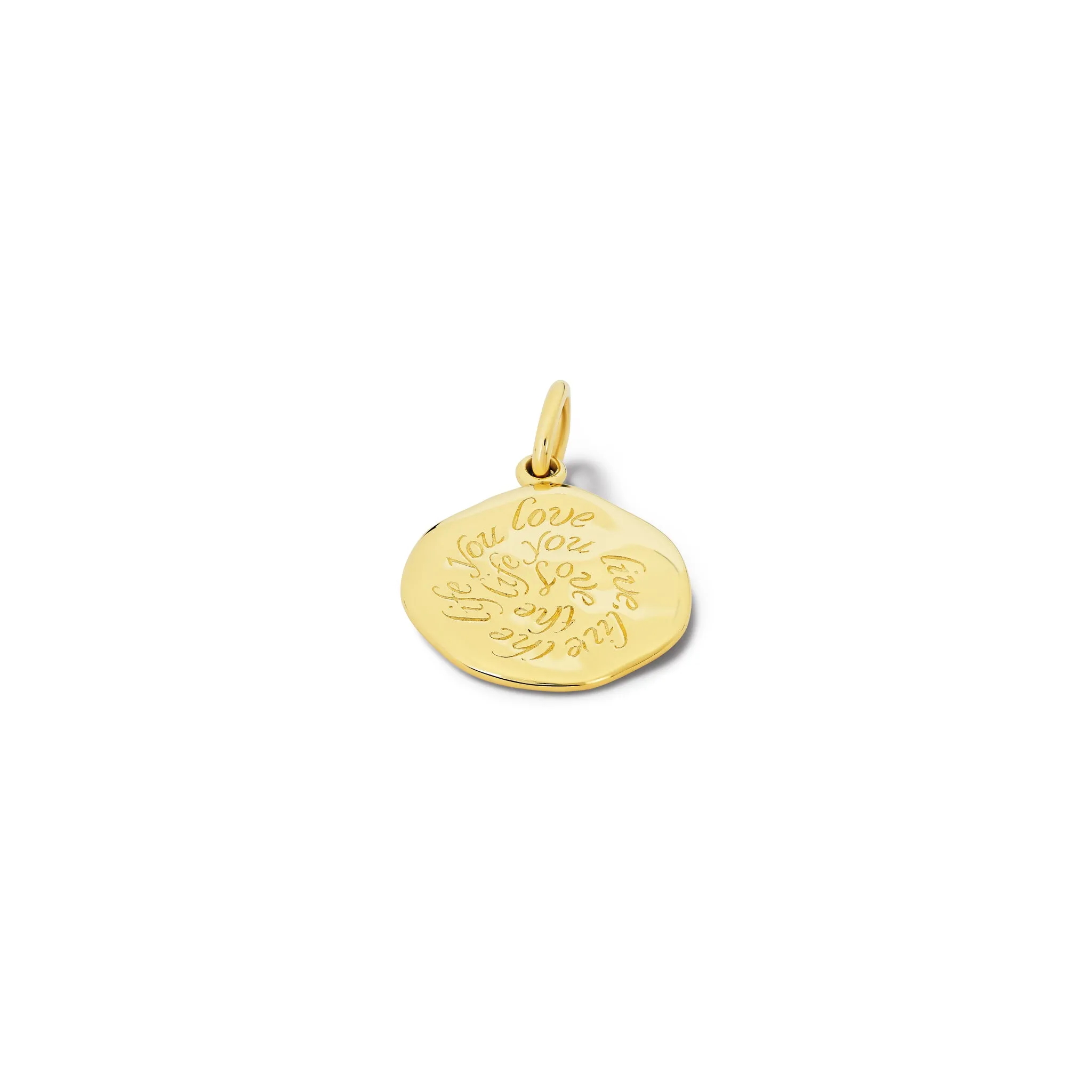 Love The Life Quote Pendant Yellow Gold