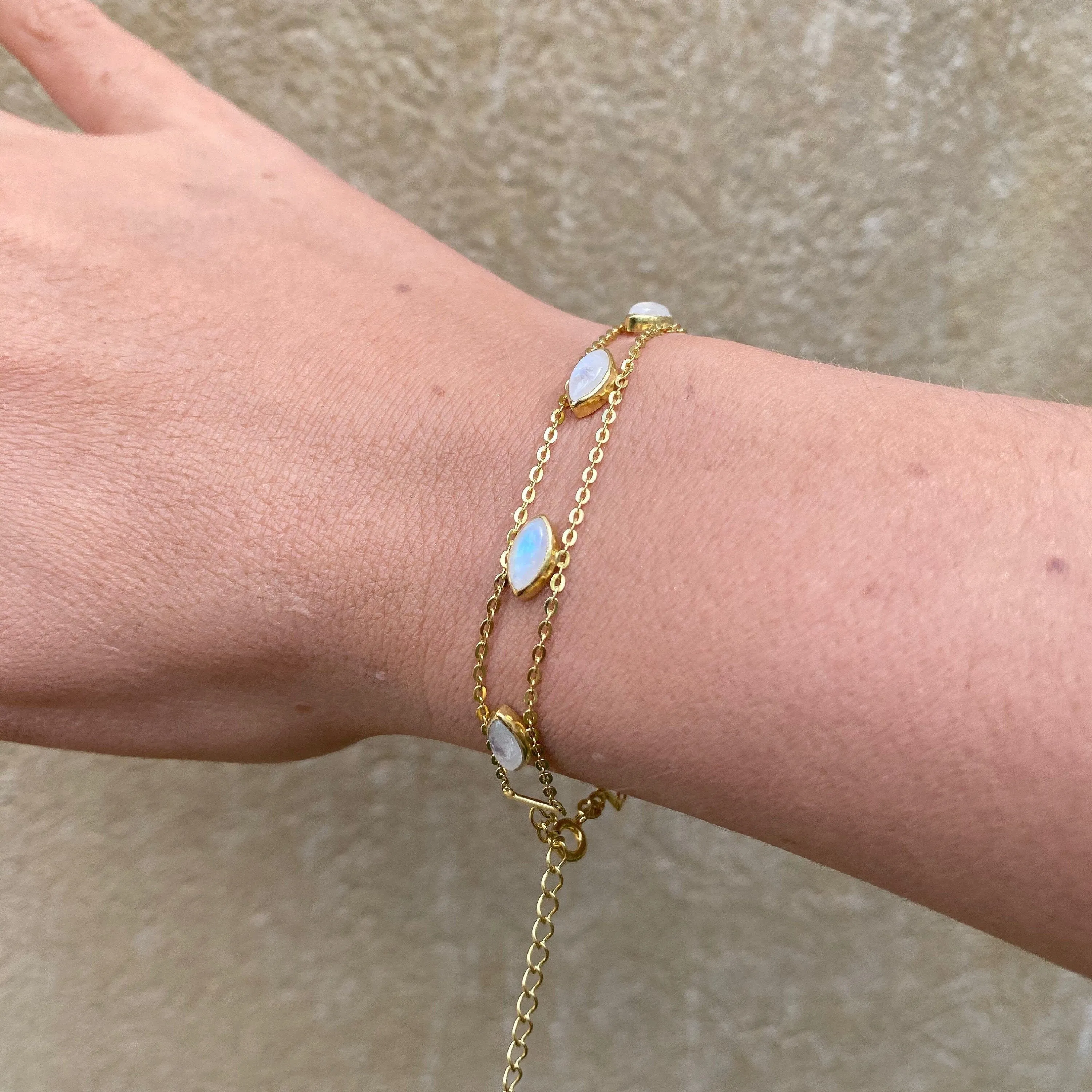 Maya Gold Rainbow Moonstone Bracelet