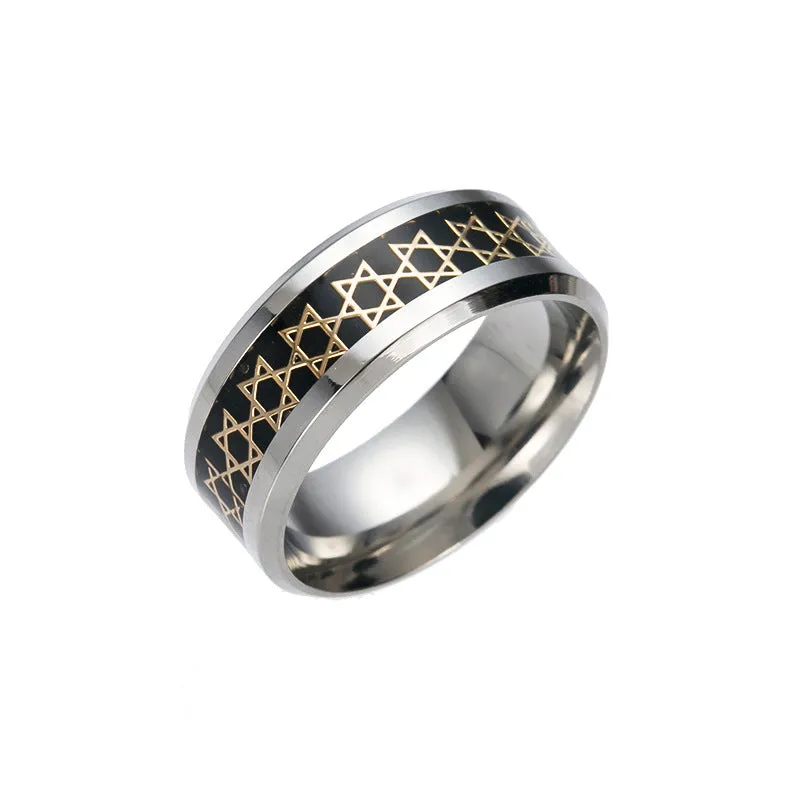 Men's Titanium Steel Retro Star Ring - Domineering and Stylish Accessory