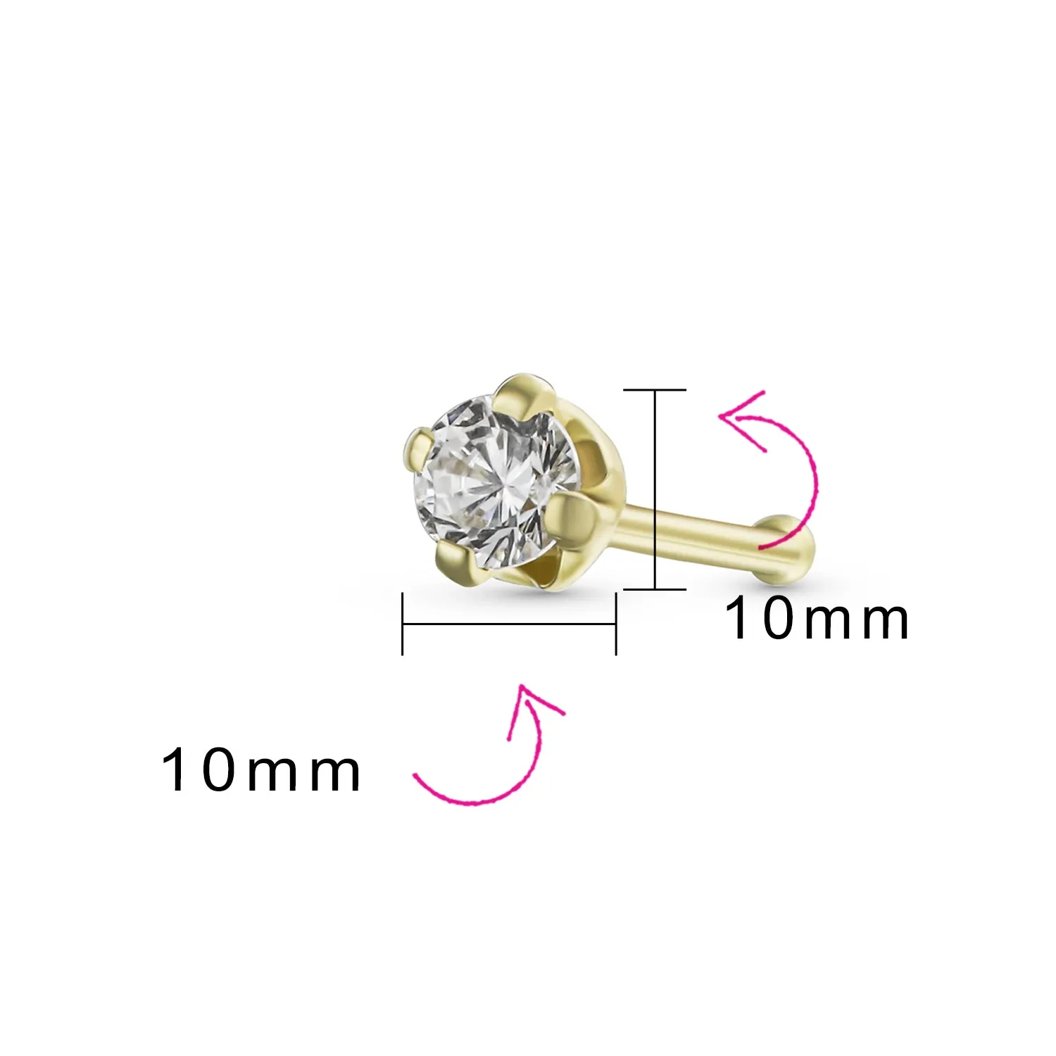 Mini 10K Gold Cartilage Ear Stud Tragus Helix Nose Piercing Jewelry