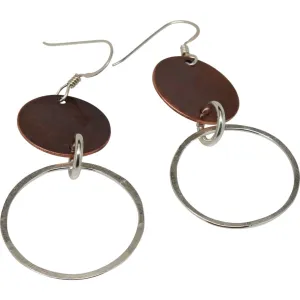 Mixed Metal Copper and Argentium Simple Earrings