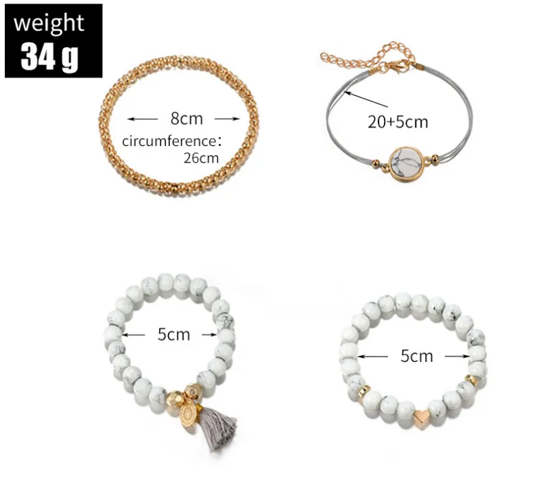 Modern Geometric Pine Stone Bracelet 4-piece Set