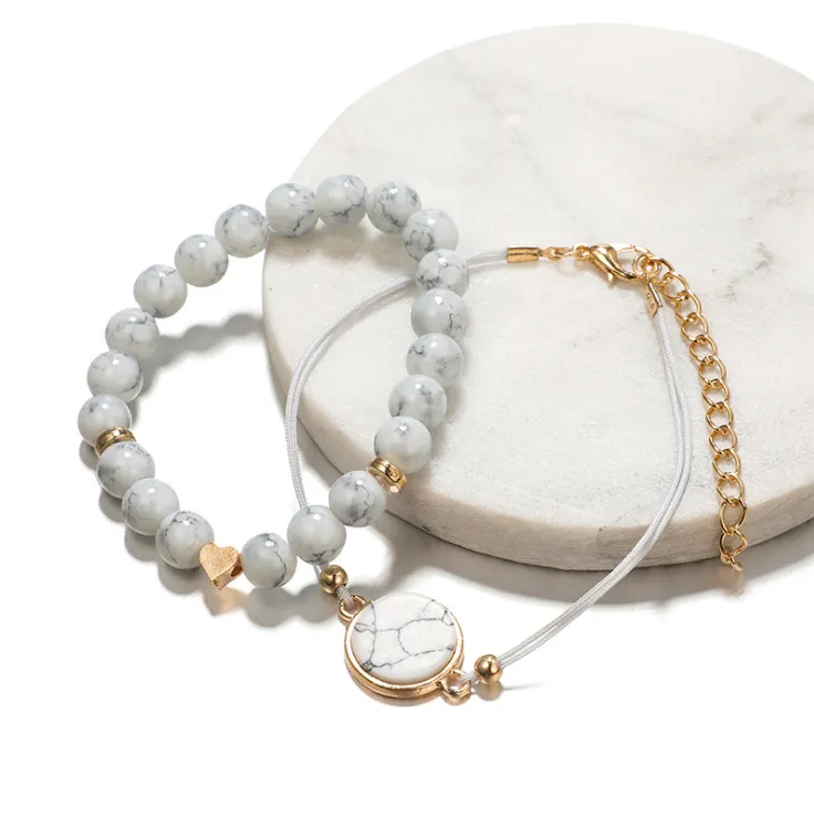 Modern Geometric Pine Stone Bracelet 4-piece Set