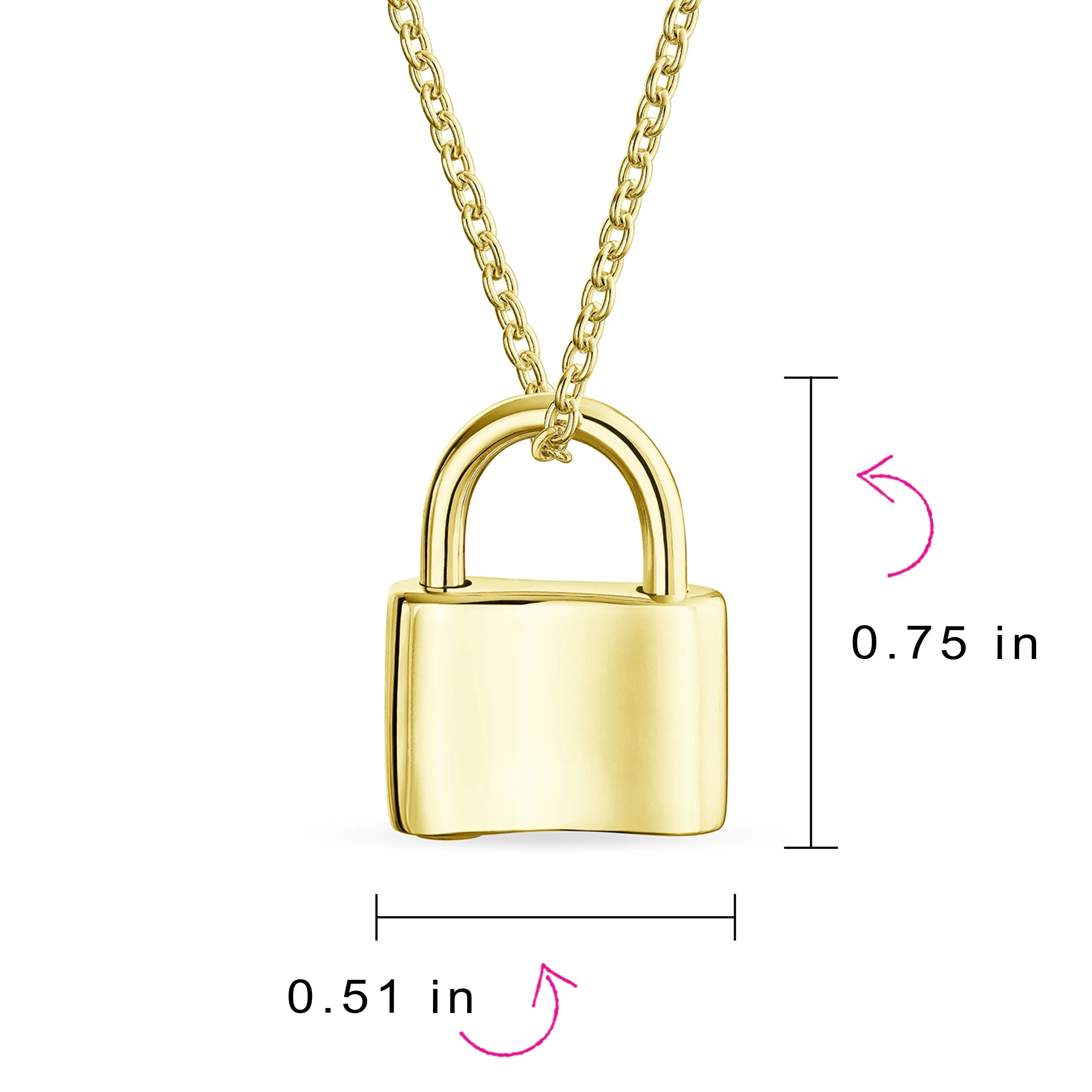 Monogram Pendant Necklace 14K Gold Plated Padlock Charm for Couples 16" Chain