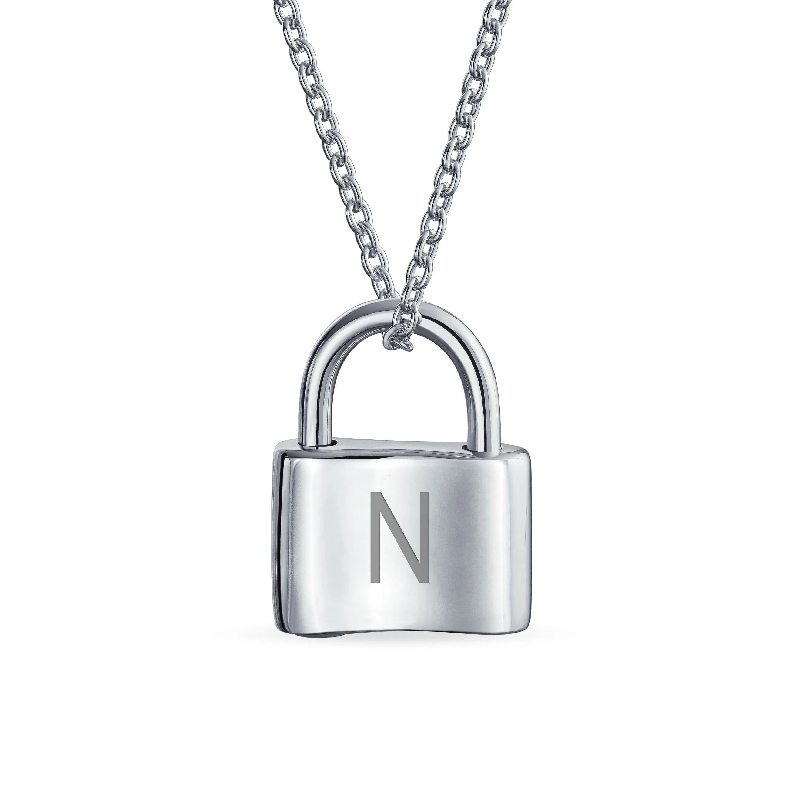 Monogram Pendant Necklace 14K Gold Plated Padlock Charm for Couples 16" Chain