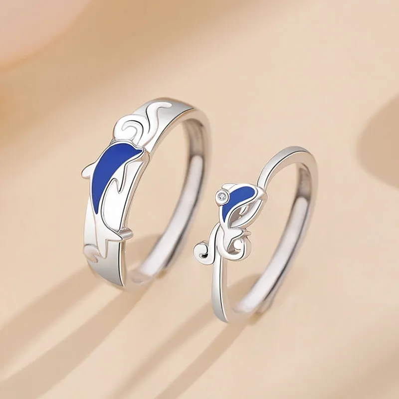 Ocean Theme Matching Romantic Rings for Couples