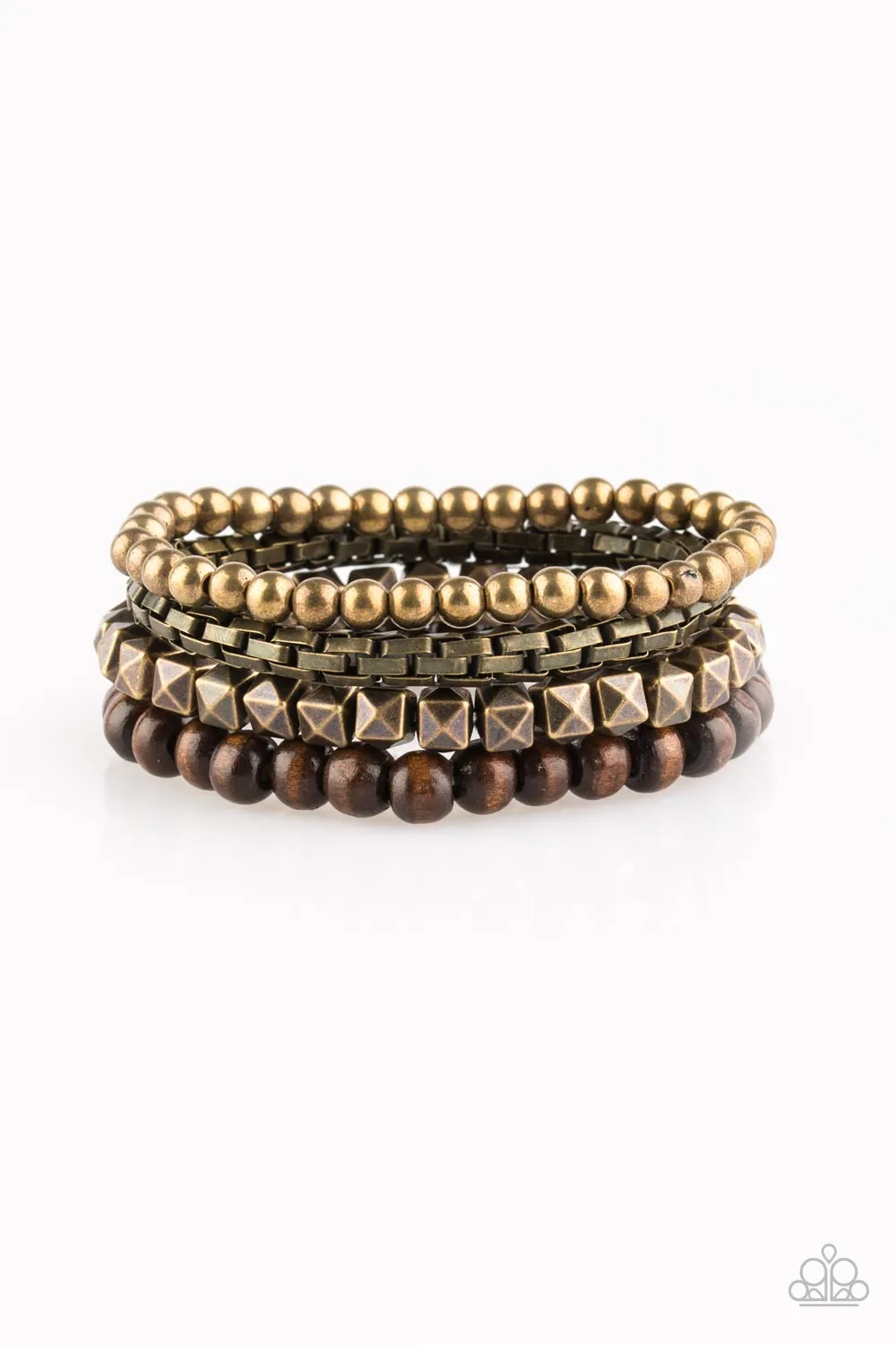 Paparazzi Bracelet ~ Retro Rocker - Brass