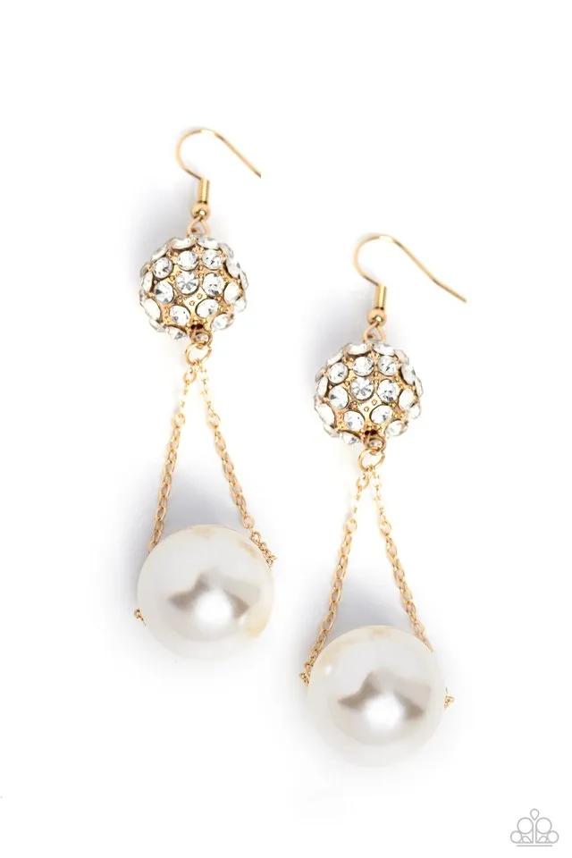 Paparazzi Earring ~ Ballerina Balance - Gold