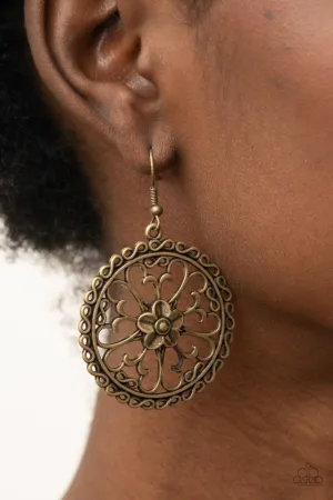 Paparazzi Earring ~ Floral Fortunes - Brass