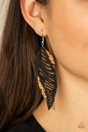 Paparazzi Earring ~ WINGING Off The Hook - Black