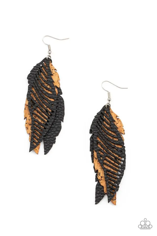 Paparazzi Earring ~ WINGING Off The Hook - Black