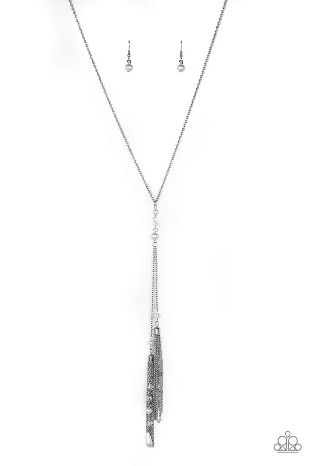 Paparazzi Necklace ~ Timeless Tassels - White