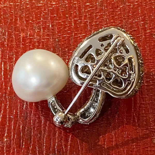 Pearl & Diamond Mushroom Pin