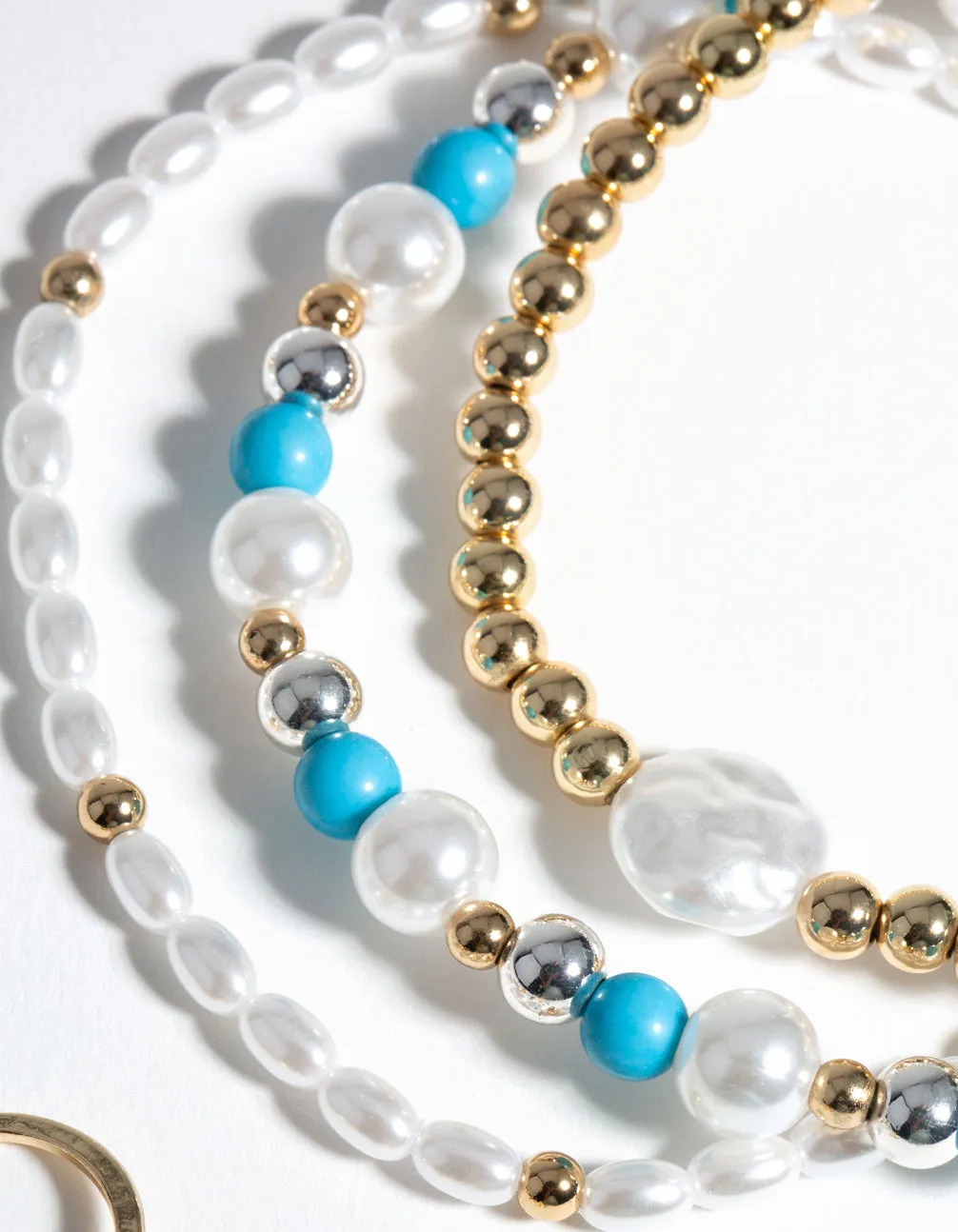 Pearl & Turquoise Ring & Bracelet Set