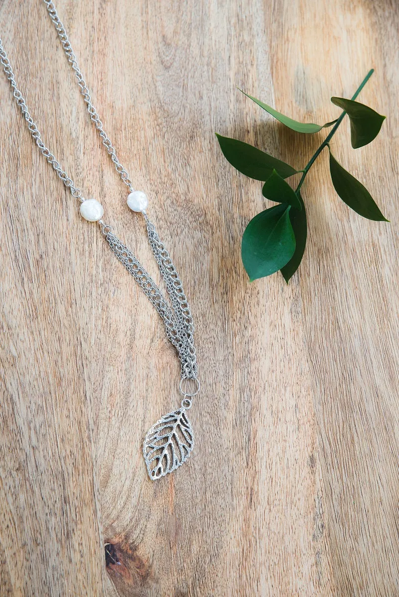 Pearl and Leaf Necklace