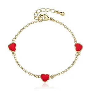 Pearls 'n' Jewels 3mm Gold/Red w Heart Bracelet