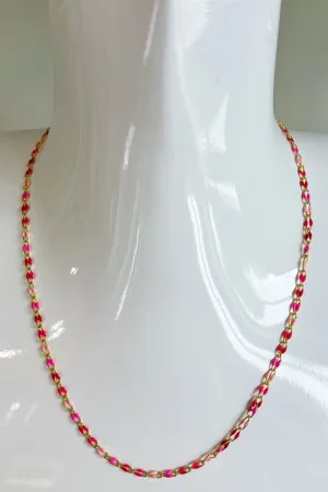 Pink Enamel Necklace