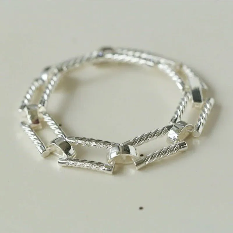 Retro Frosted Gold Square Chain Bracelet