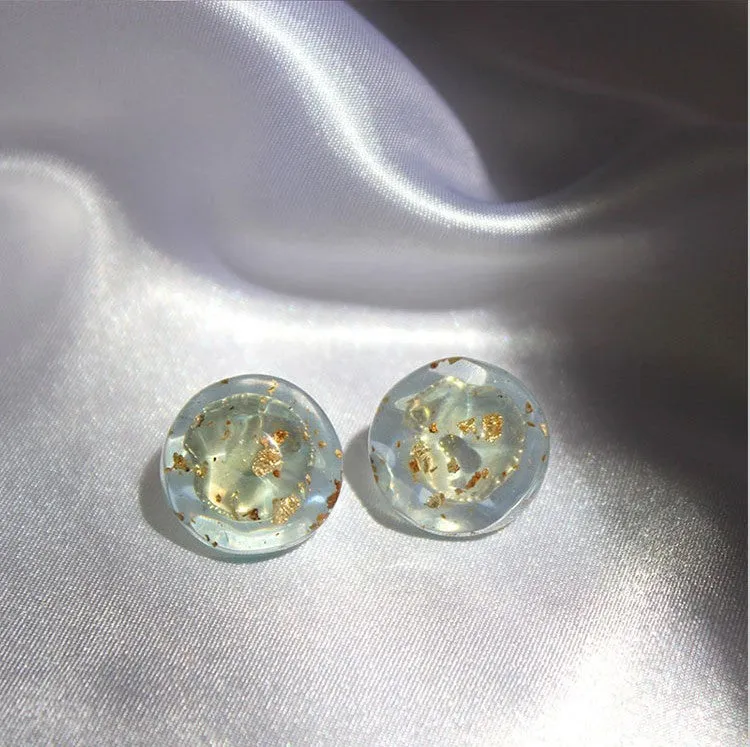 Round Resin with Gold Foil Earrings