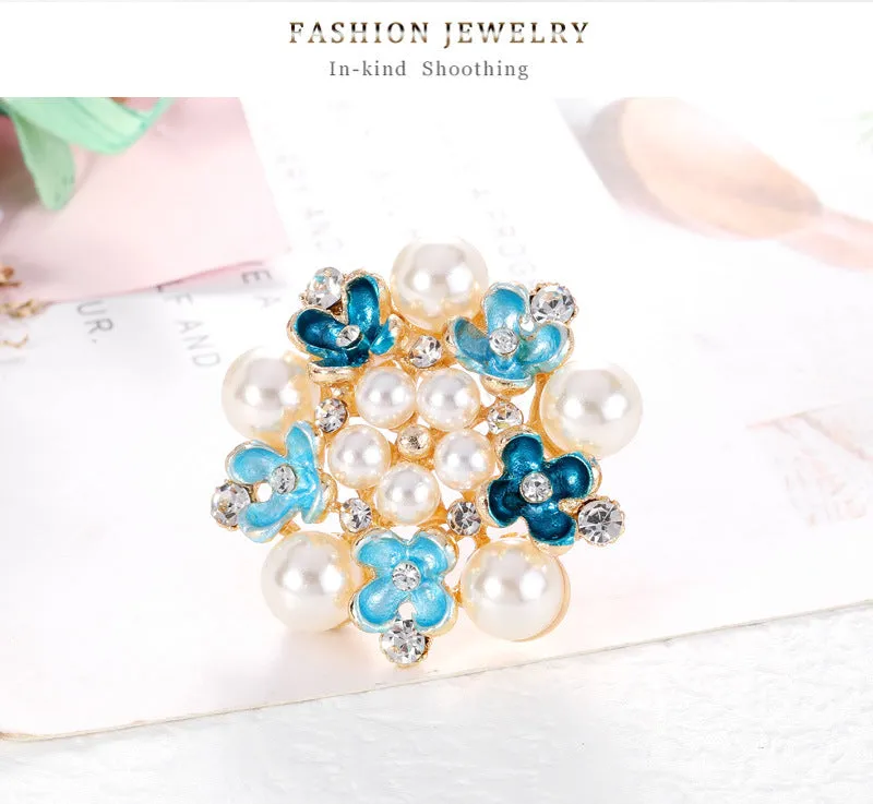 SB313 - Blue Diamond Pearl Brooch