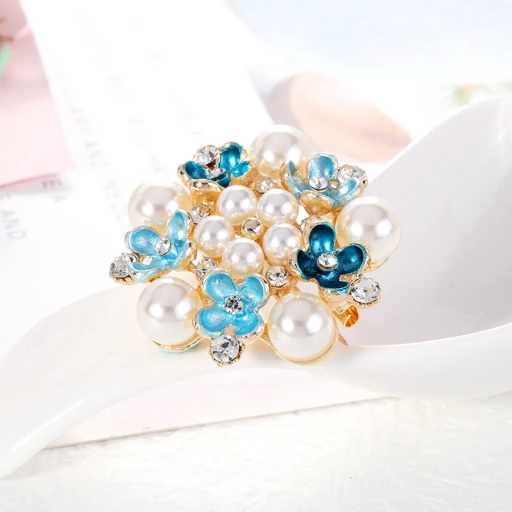 SB313 - Blue Diamond Pearl Brooch