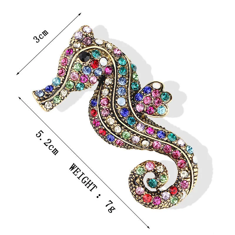 SB354 - Color Diamond Seahorse Brooch