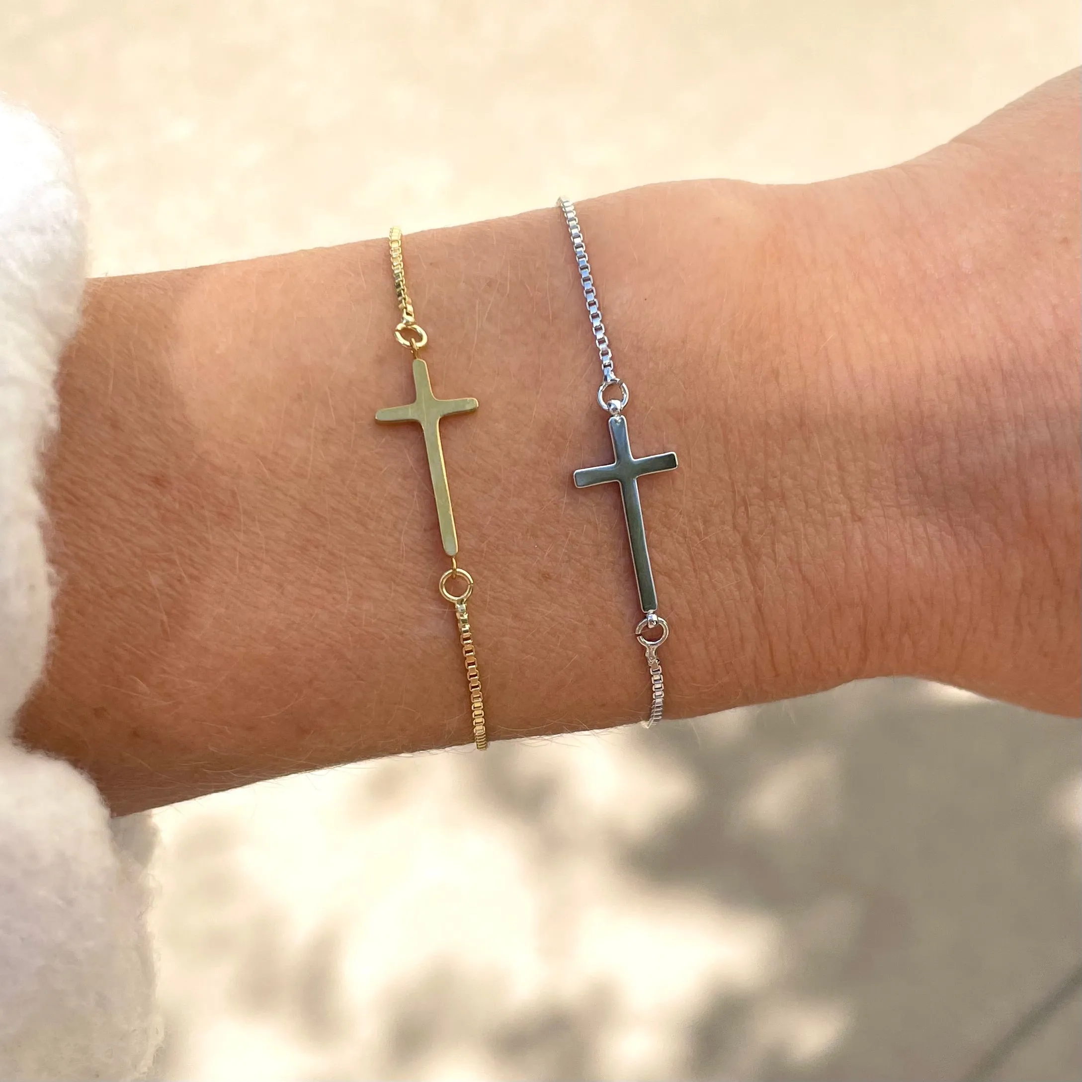 Silver Cross Slider Bracelet