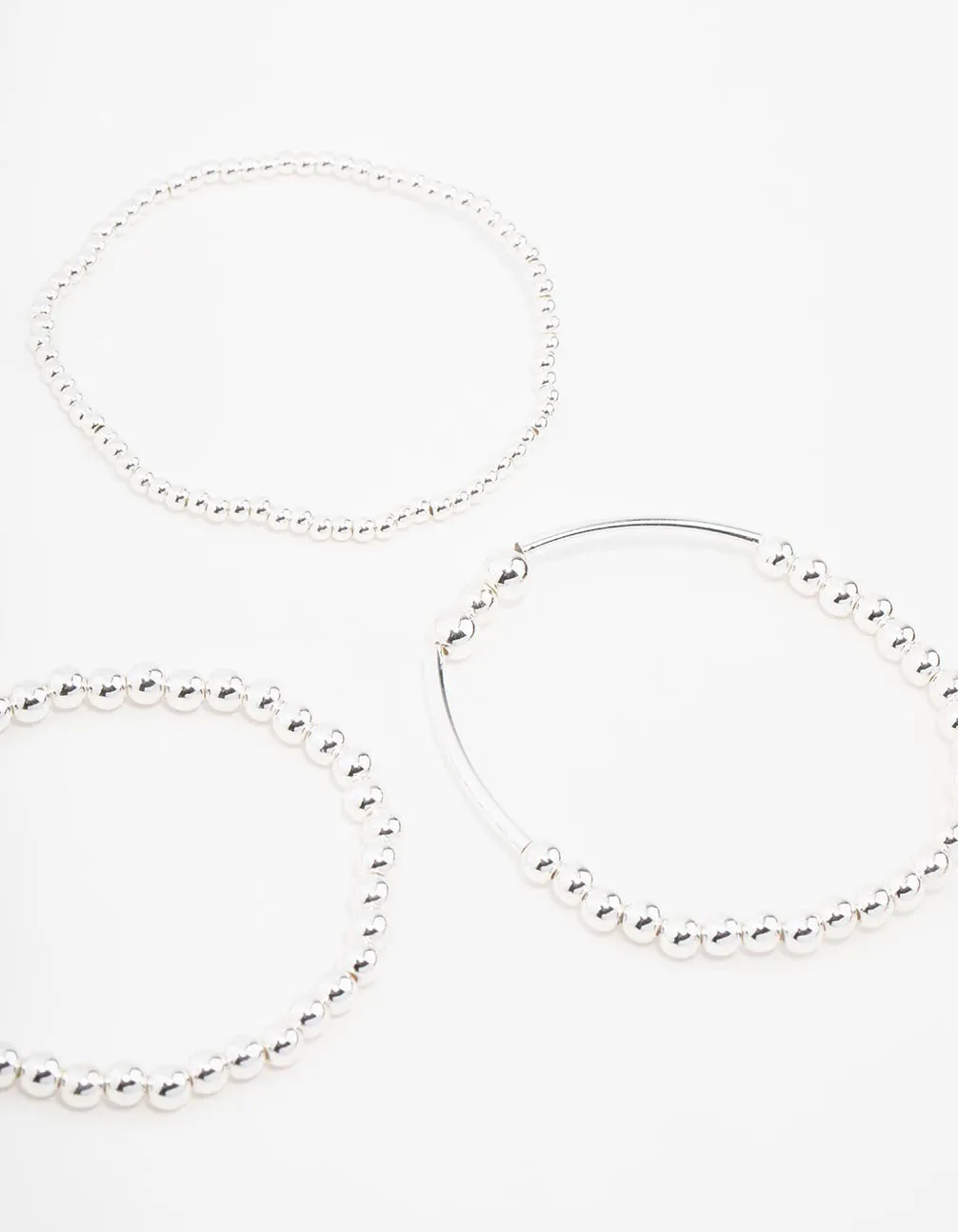 Silver Mixed Ball Bracelets 5-Pack