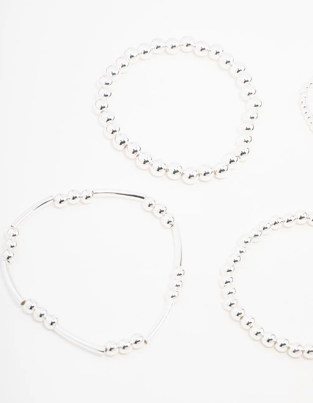 Silver Mixed Ball Bracelets 5-Pack