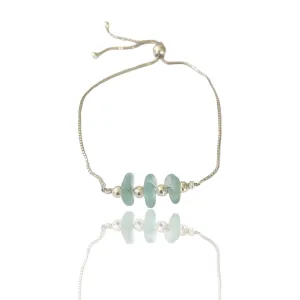 Silver Sea Glass Drops Bracelet