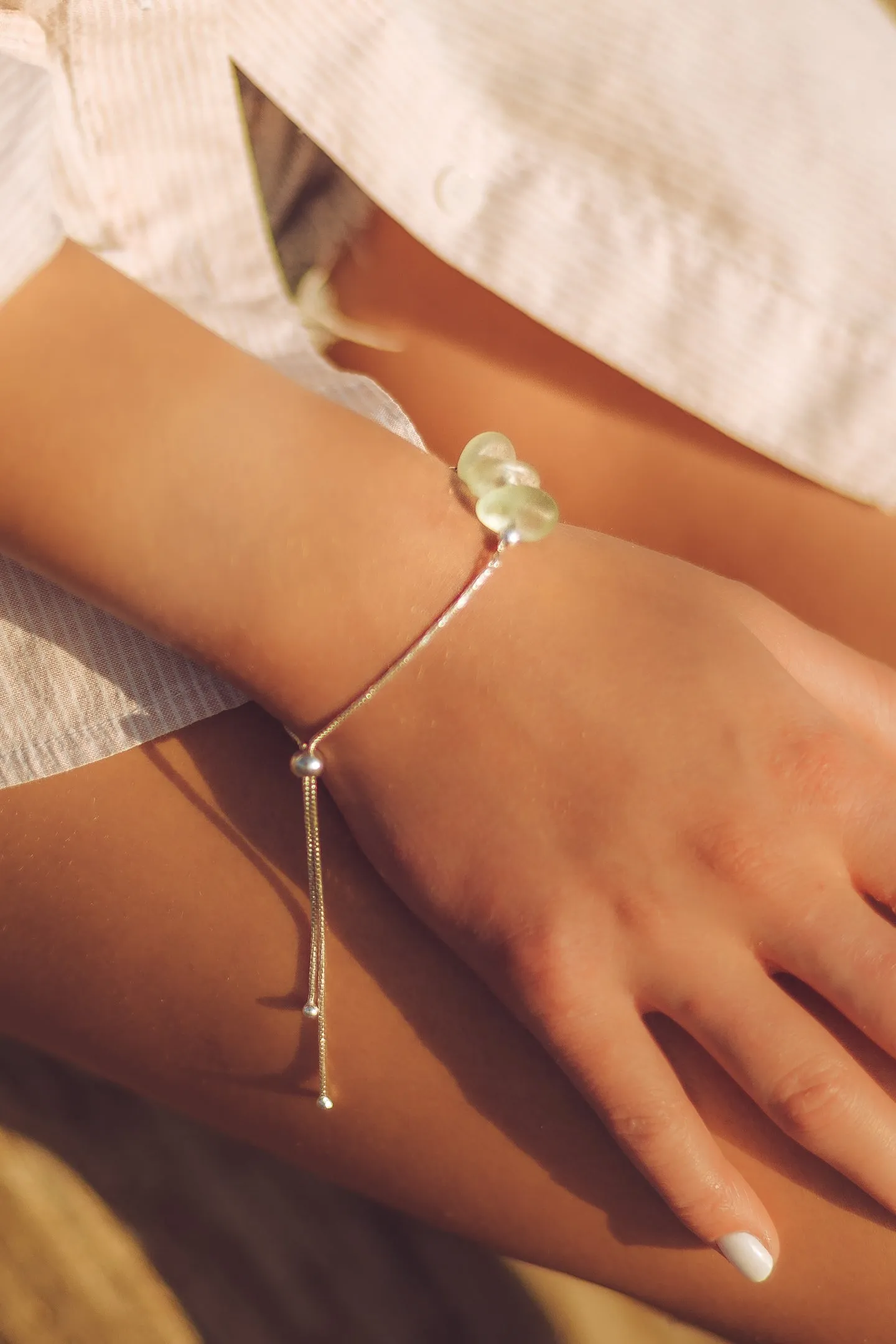 Silver Sea Glass Drops Bracelet