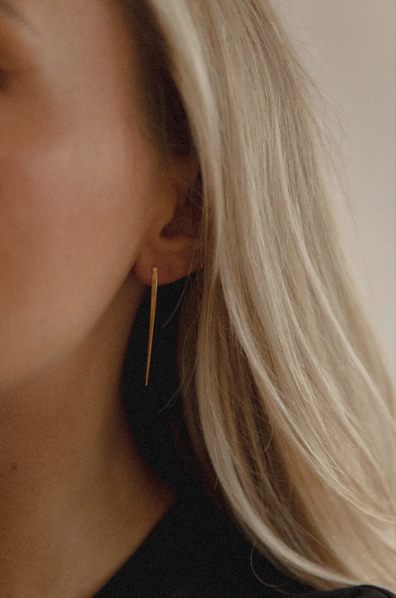 Simple 14k Gold Drop String Earrings