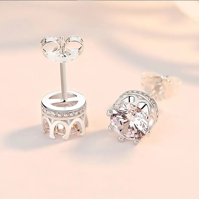 Simple Crown Design Stud Earrings