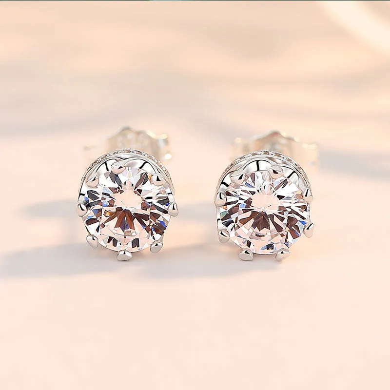 Simple Crown Design Stud Earrings